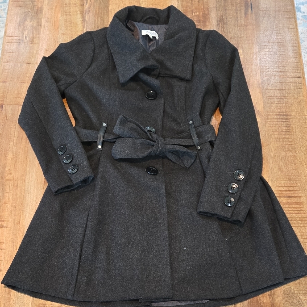 Charlotte Russe Dark Gray Pea Coat with Belt